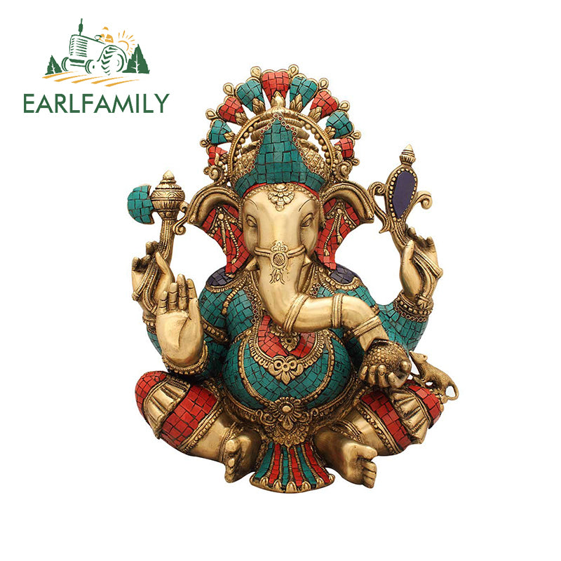 EARLFAMILY 13cm  for Ganesha Car Stickers Waterproof Sunscreen Suitcase Vinyl Material Motorcycle Helmet Fine Decal for Vehicle
