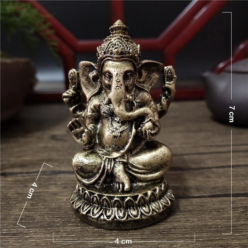 Gold Lord Ganesha Statue Buddha Elephant hindu God Sculpture Figurines Resin Home Garden Decoration Buddha Statues For House