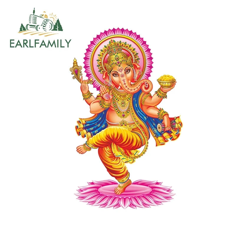 EARLFAMILY 13cm  for Ganesha Car Stickers Waterproof Sunscreen Suitcase Vinyl Material Motorcycle Helmet Fine Decal for Vehicle