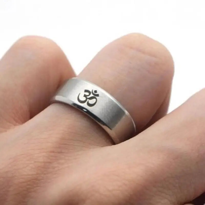 Hindu Buddhism AUM OM Ring Hindu Yoga India Outdoor Sports Women/Men Rings Religious Symbol Jewelry