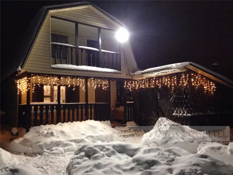 Christmas Lights Outdoor Decoration 4m Droop 0.4-0.6m Led Curtain Icicle String Lights Garden Xmas Party Decorative Lights