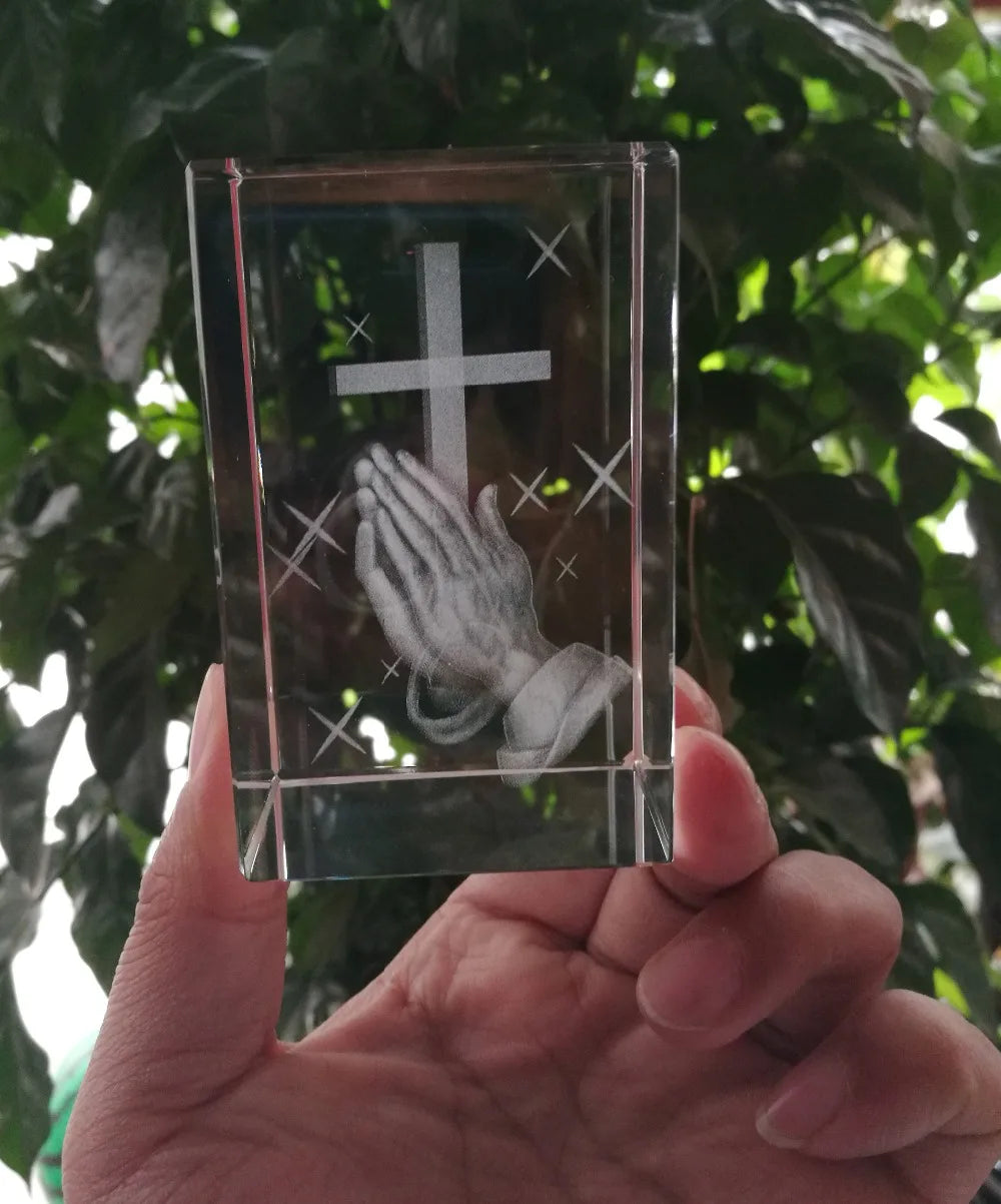 Christianity Catholicism BEST Christmas gift Religious efficacious Pray HOME family Safety Talisman 3D Crystal THE CROSS statue