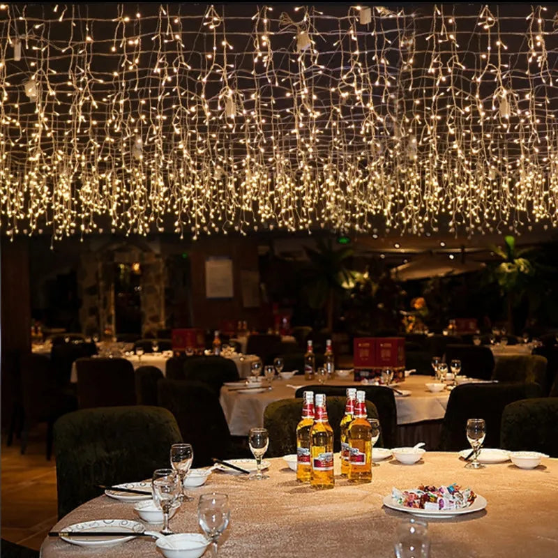 Christmas Lights Outdoor Decoration 4m Droop 0.4-0.6m Led Curtain Icicle String Lights Garden Xmas Party Decorative Lights