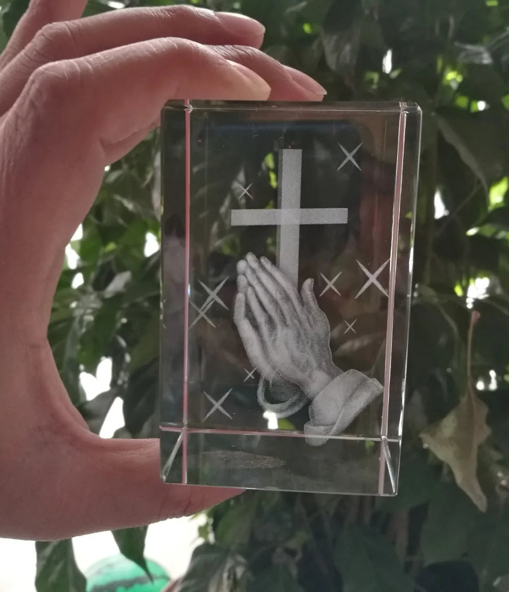 Christianity Catholicism BEST Christmas gift Religious efficacious Pray HOME family Safety Talisman 3D Crystal THE CROSS statue