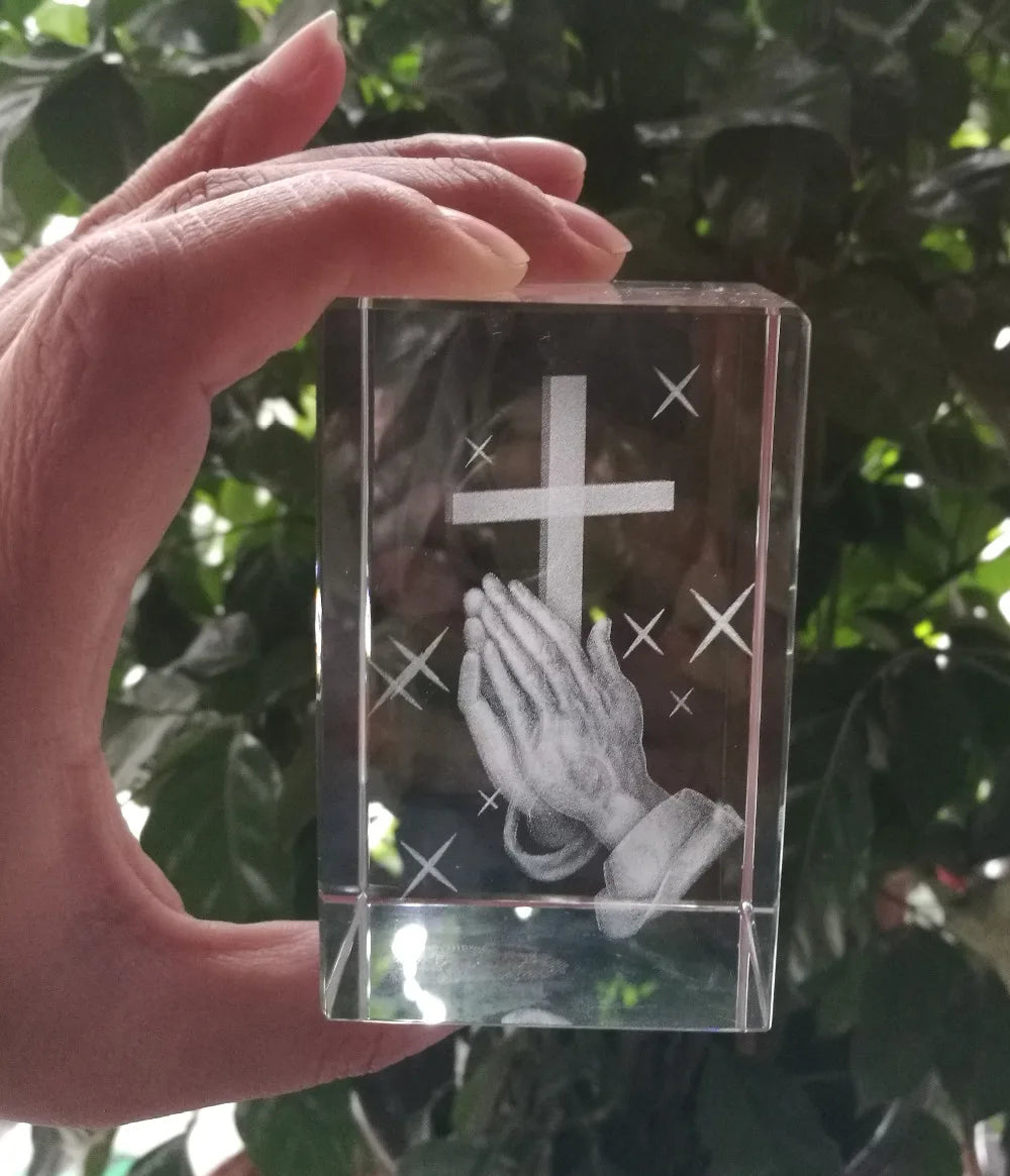 Christianity Catholicism BEST Christmas gift Religious efficacious Pray HOME family Safety Talisman 3D Crystal THE CROSS statue