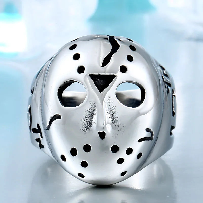 Beier new store 316L Stainless Steel Jason Halloween Party Men's Rings Cool Hockey High Quality Jewelry LLBR8-052R