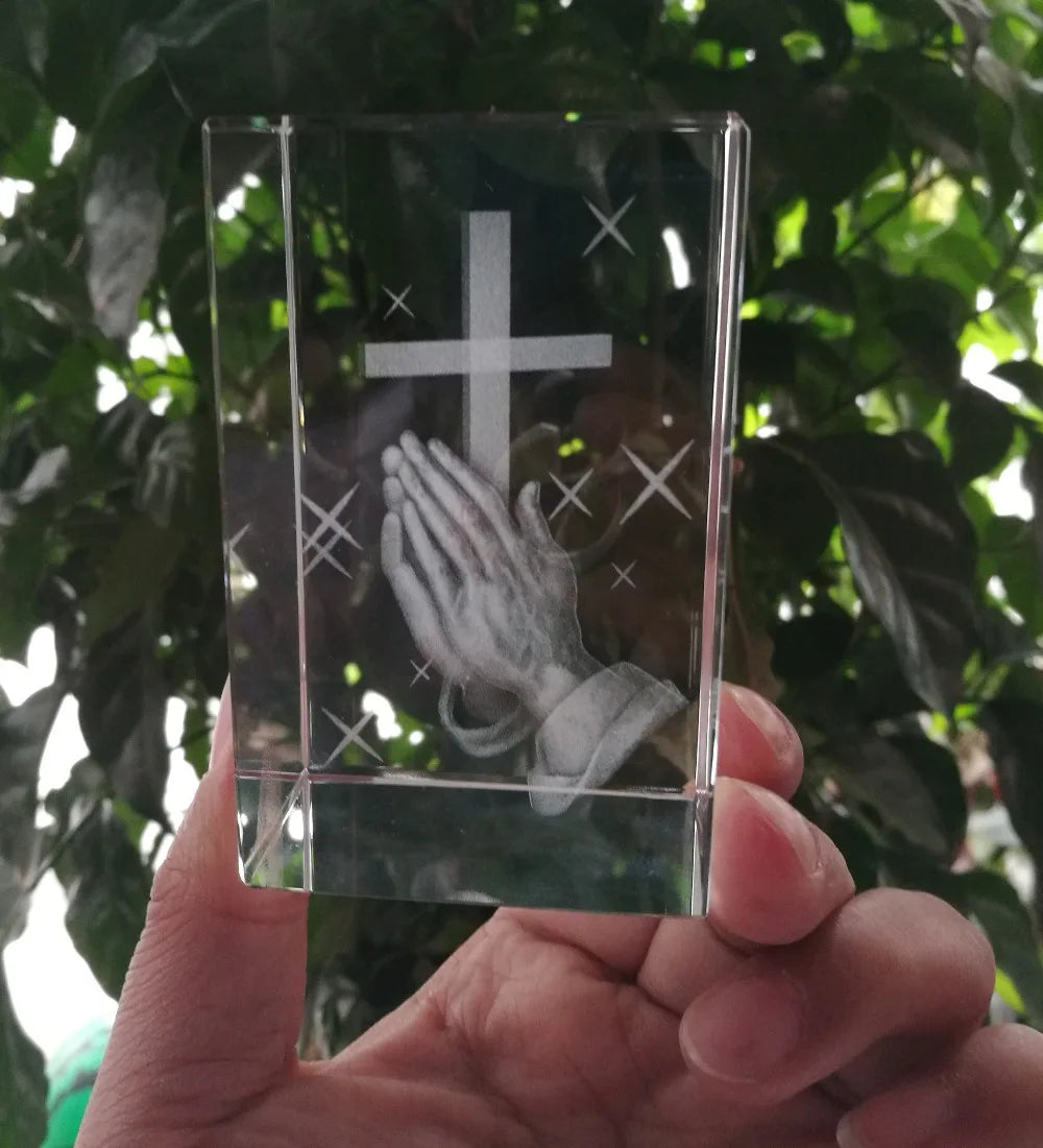Christianity Catholicism BEST Christmas gift Religious efficacious Pray HOME family Safety Talisman 3D Crystal THE CROSS statue