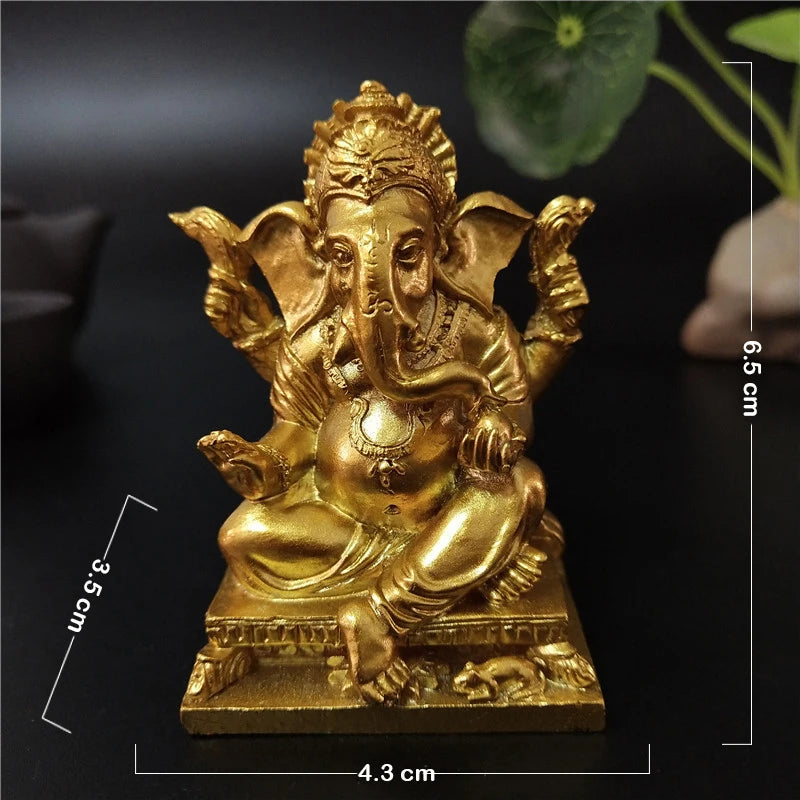 Gold Lord Ganesha Statue Buddha Elephant hindu God Sculpture Figurines Resin Home Garden Decoration Buddha Statues For House