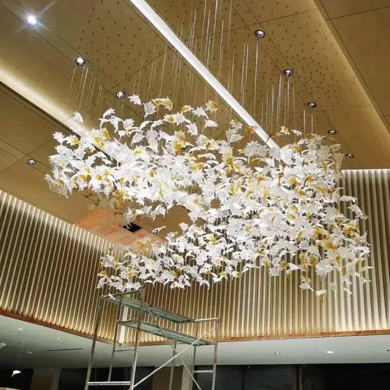 Customized Modern Style Maple Leaf Decoration, Hotel Lobby, Villa, Living Room, Luxurious Glass Chandelier