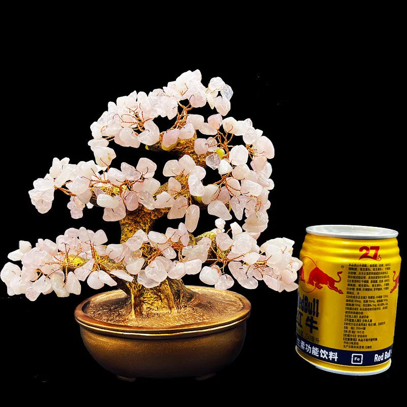 Wholesale Natural Healing Stone Crystal Ingot Tree Amethyst Money Wealth Tree Bonsai Crystal Decoration