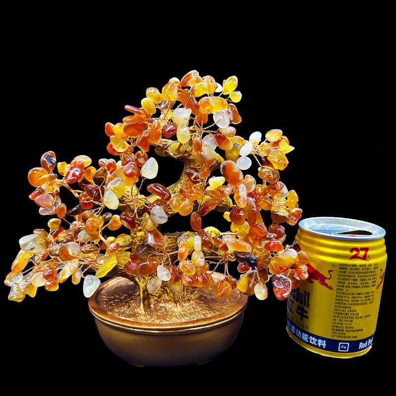 Wholesale Natural Healing Stone Crystal Ingot Tree Amethyst Money Wealth Tree Bonsai Crystal Decoration