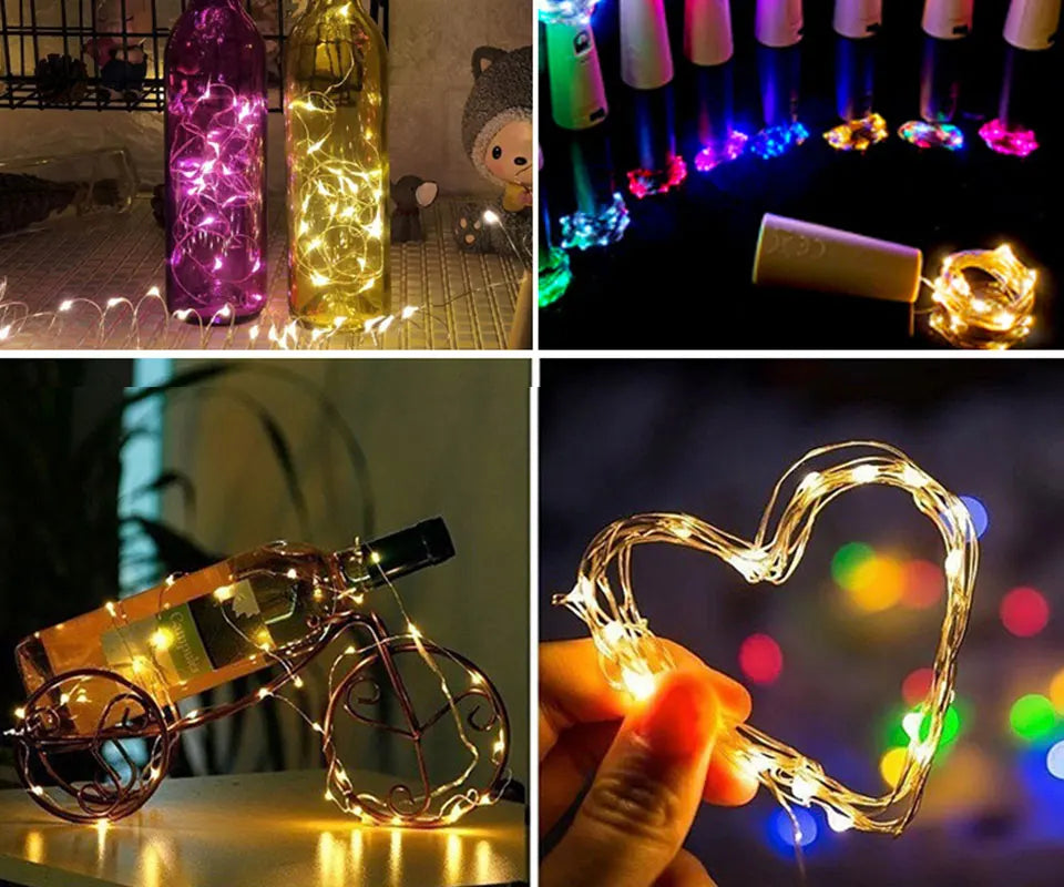 1M/2M/3M Wine Cork LED Battery Lighting Strings Bottle Lights for Party Wedding Christmas Halloween Bar Decor Creative Lights