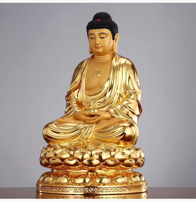 Asia GOOD high grade gilding copper Amitabha Sakyamuni Buddha statue HOME Patron saint bless safe health good LUCK protection