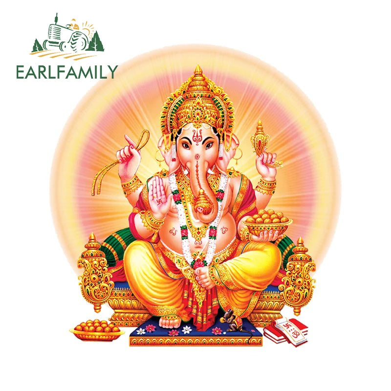 EARLFAMILY 13cm  for Ganesha Car Stickers Waterproof Sunscreen Suitcase Vinyl Material Motorcycle Helmet Fine Decal for Vehicle