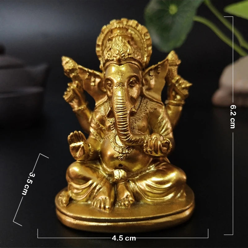 Gold Lord Ganesha Statue Buddha Elephant hindu God Sculpture Figurines Resin Home Garden Decoration Buddha Statues For House