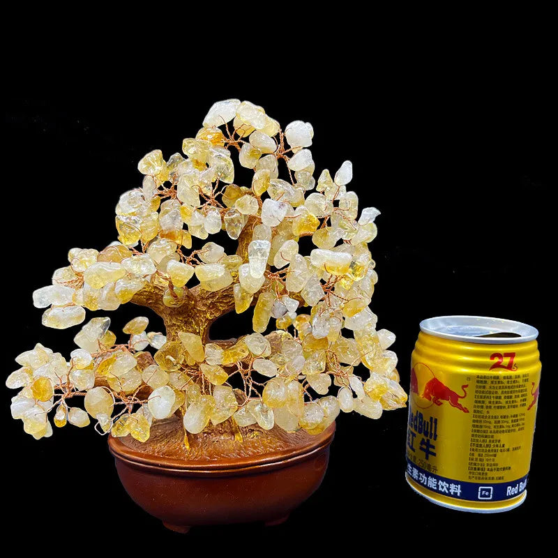 Wholesale Natural Healing Stone Crystal Ingot Tree Amethyst Money Wealth Tree Bonsai Crystal Decoration