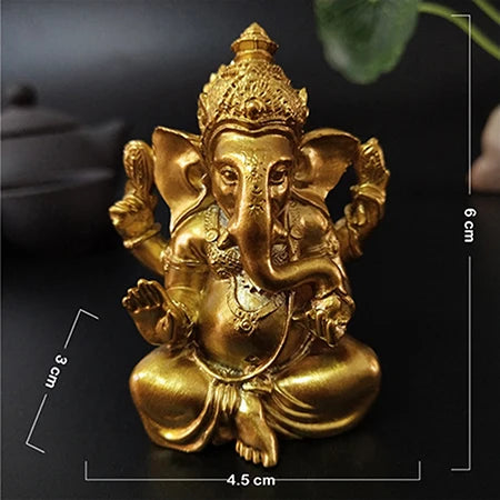 Gold Lord Ganesha Statue Buddha Elephant hindu God Sculpture Figurines Resin Home Garden Decoration Buddha Statues For House