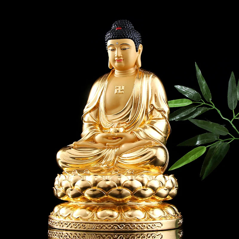 Asia GOOD high grade gilding copper Amitabha Sakyamuni Buddha statue HOME Patron saint bless safe health good LUCK protection