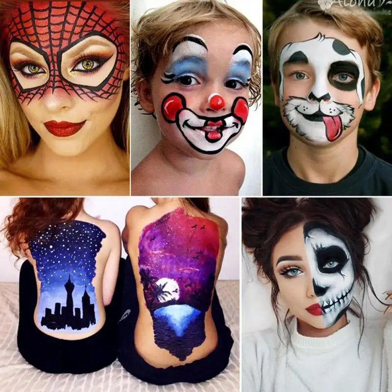 Paint Body Makeup Halloween Face Body Art 12/20 Colors Painting Kit with Brushes Safe Ingredient Available for Kid and Adult