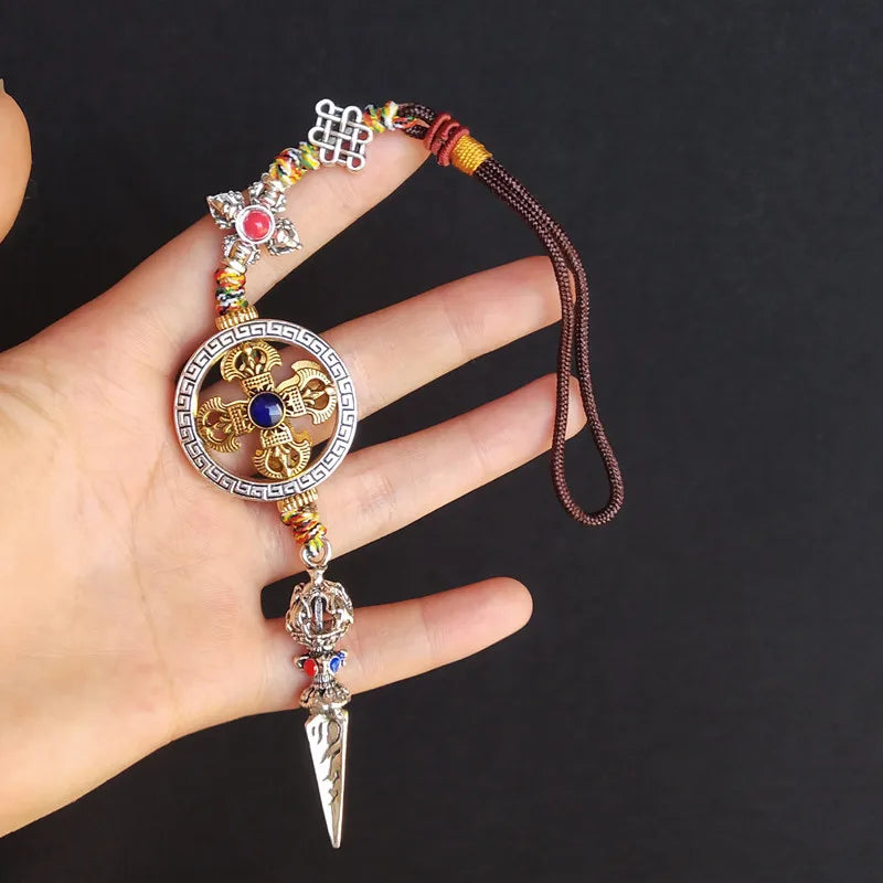 Wholesale Buddhist supplies GOOD 3P Efficacious Amulet Greco-Buddhist pocket travel CAR Safety Mantra Tibet Buddha Vajra Pendant