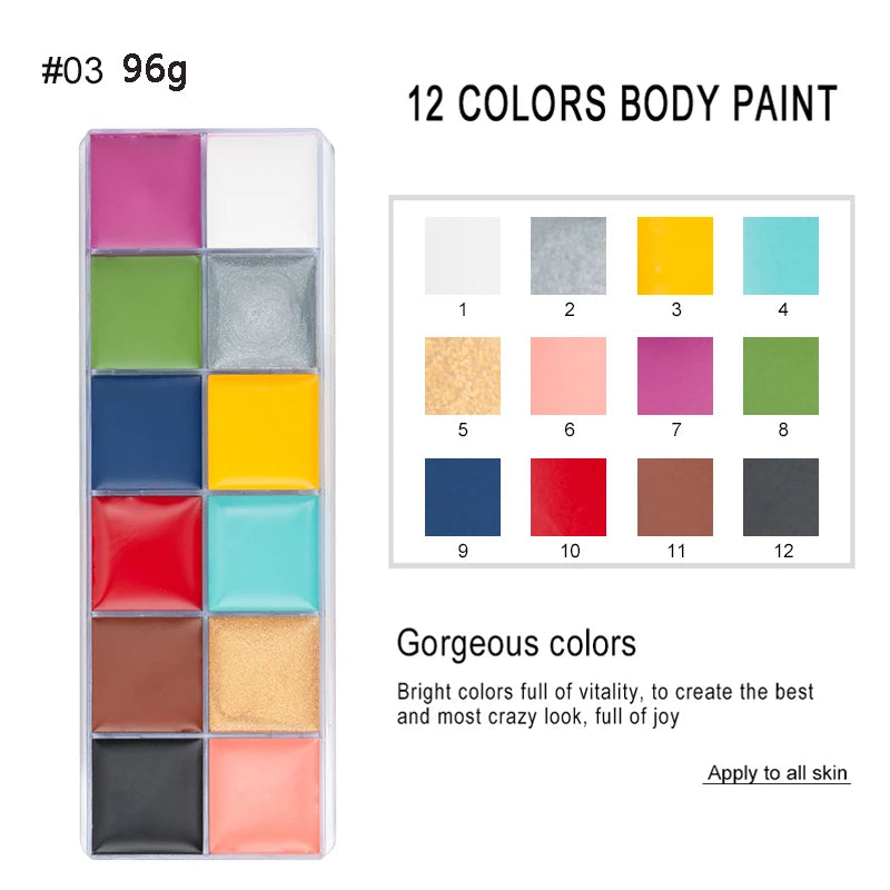 Paint Body Makeup Halloween Face Body Art 12/20 Colors Painting Kit with Brushes Safe Ingredient Available for Kid and Adult