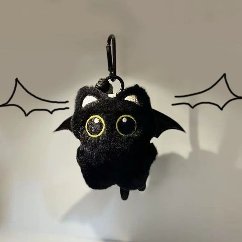 Cute Keychain Kawaii Black Cat Keychain Plush Cats Toy Backpack Hanging Pendant Decoration Keyring Halloween Ghost Theme Gifts