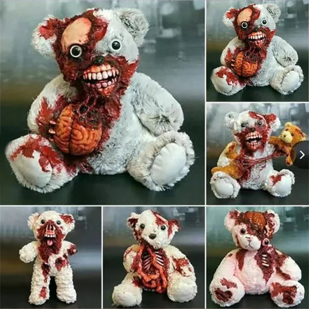 Halloween Horror Plush Bear Haunted House Decoration Atmosphere Holiday Party Prank Animal Shredding Props Resin Crafts