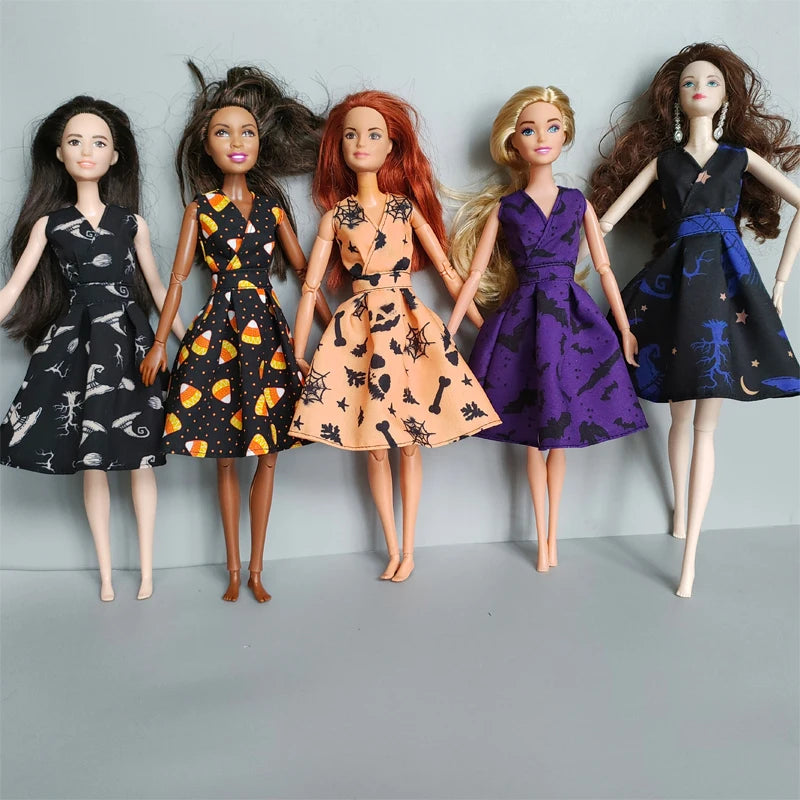 1/6 Doll Cosplay Clothes Halloween dress Witch Cap Belts Bag Broom Outfits for 12inch BJD Doll 30cm Doll Barbi Xinyi FR Doll
