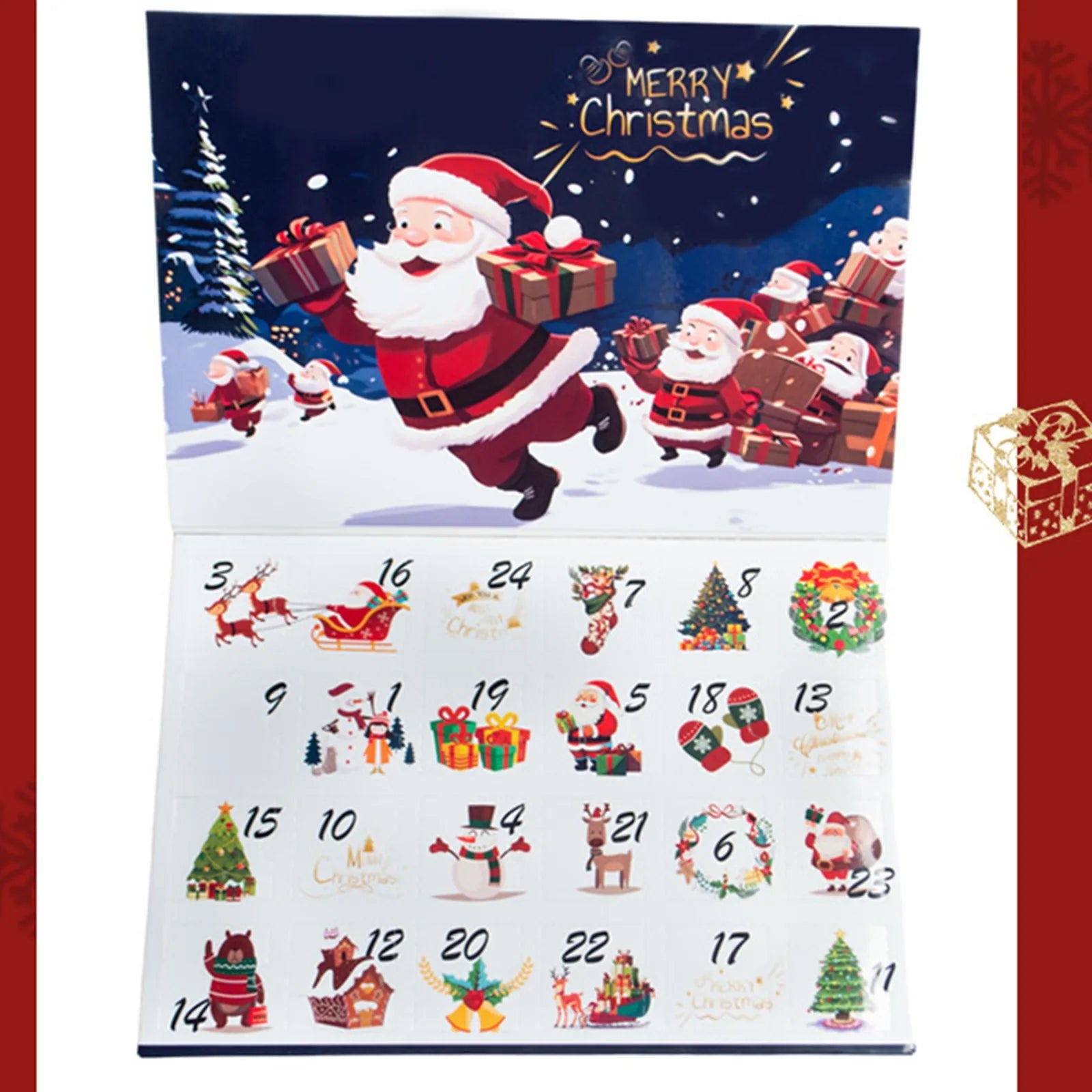 Countdown Christmas Festival Christmas Advent Calendar Box Blind Box Snowflake Countdown Calendar Box Surprise Gift(Empty Box)