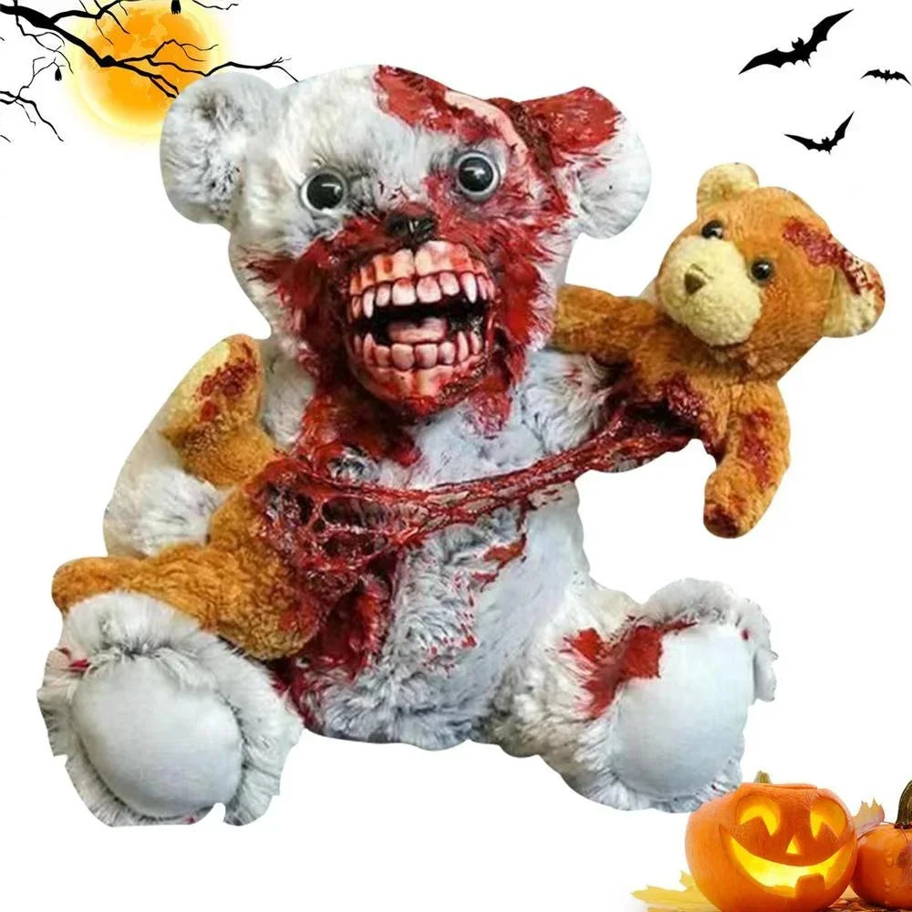 Halloween Horror Plush Bear Haunted House Decoration Atmosphere Holiday Party Prank Animal Shredding Props Resin Crafts