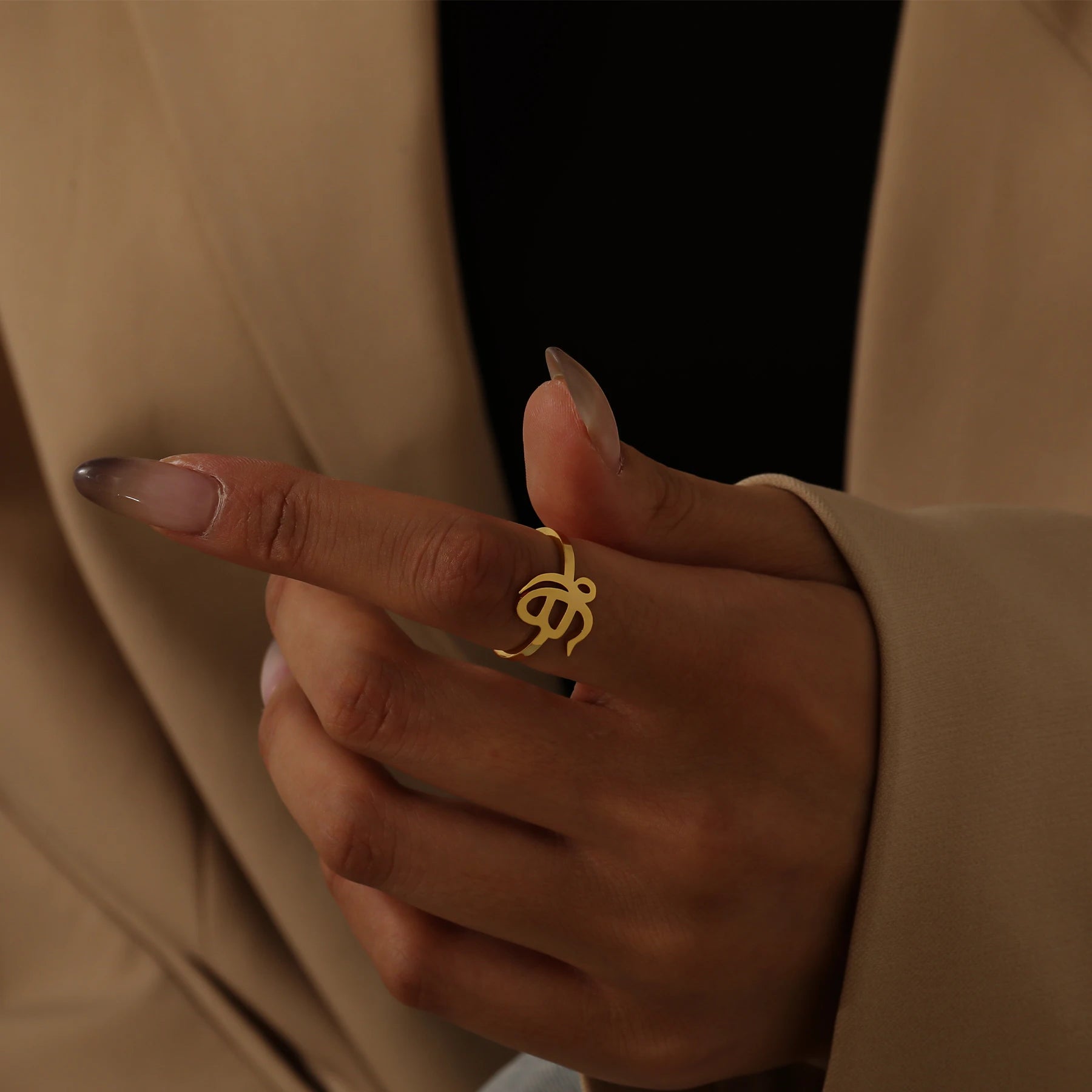 Sikh Punjabi Special Symbol Ring 18K Pendant Hindi Jewelry Personalized Adjustable Ring Religious Memorial Jewelry Holiday Gift