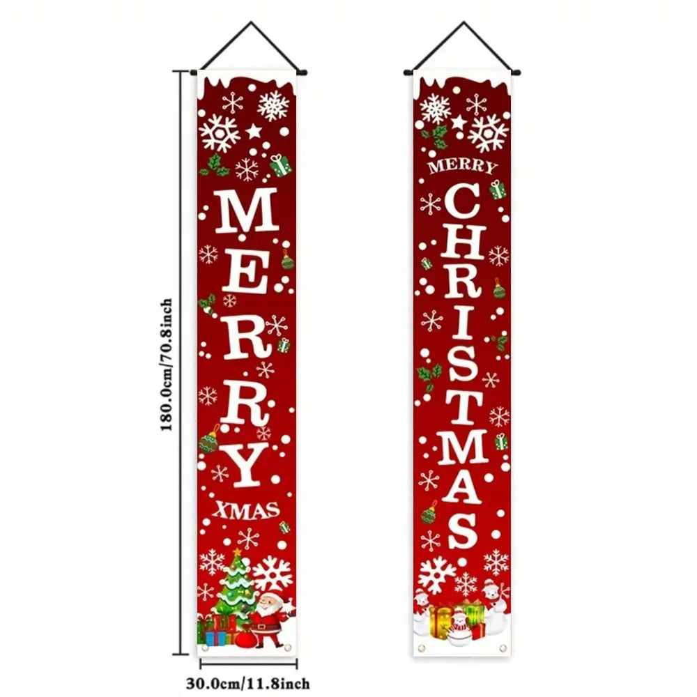 Christmas Hanging DoorBanner Antithetical Couplet Merry Christmas Party Decoration New Year 2026 Christmas Wall Banner Xmas Gift