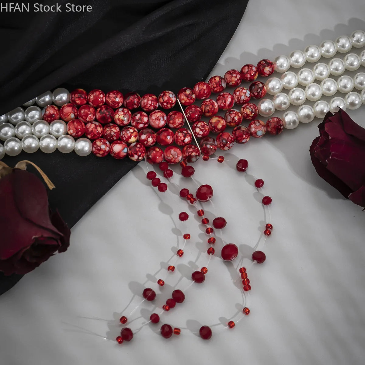 Necklace Dripping Blood Imitation Pearls Womens Necklace Halloween Choker Gothic Style Pearls Creative Tassel Choker Necklace