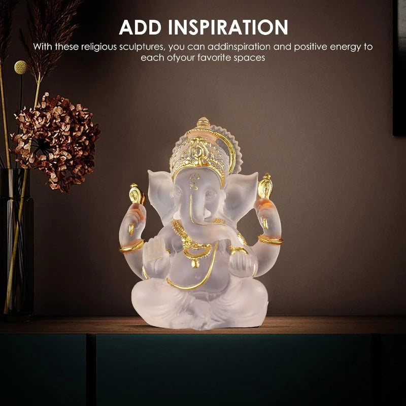 Divine Ganesha Statue Elephant God Decor Luxury Thai Buddha Idol Hindu Temple Art Altar Showpiece Gift for Blessings Meditation
