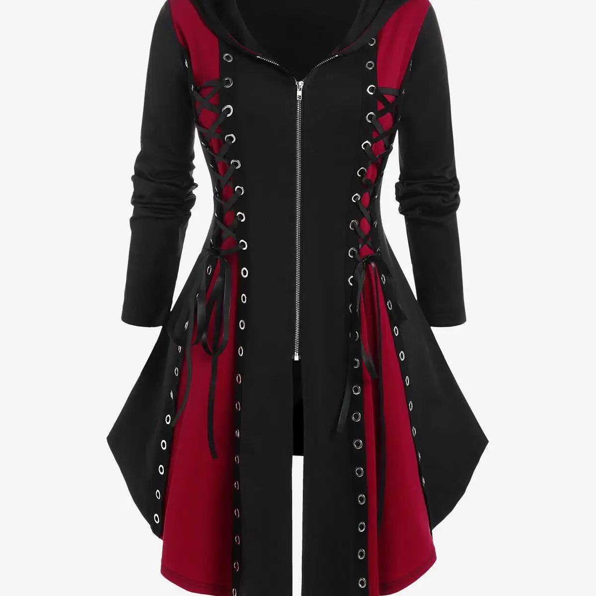 Women Halloween Dress Sexy Irregular Hooded Mini Dresses Lace Up Patchwork Full Sleeve Zipper Vestidos Party Streetwear