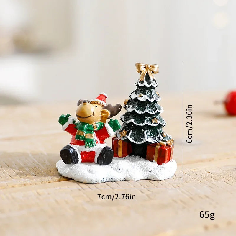 Christmas Village Resin Figurines House Micro Landscape Merry Christmas Home Table Ornaments New Year Holiday Decoration Gifts
