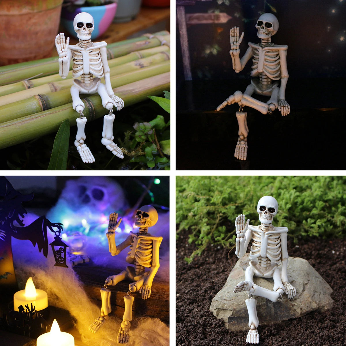 Halloween decorations, waving hands, skull ornaments, resin crafts, ghost festival horror atmosphere, landscaping props