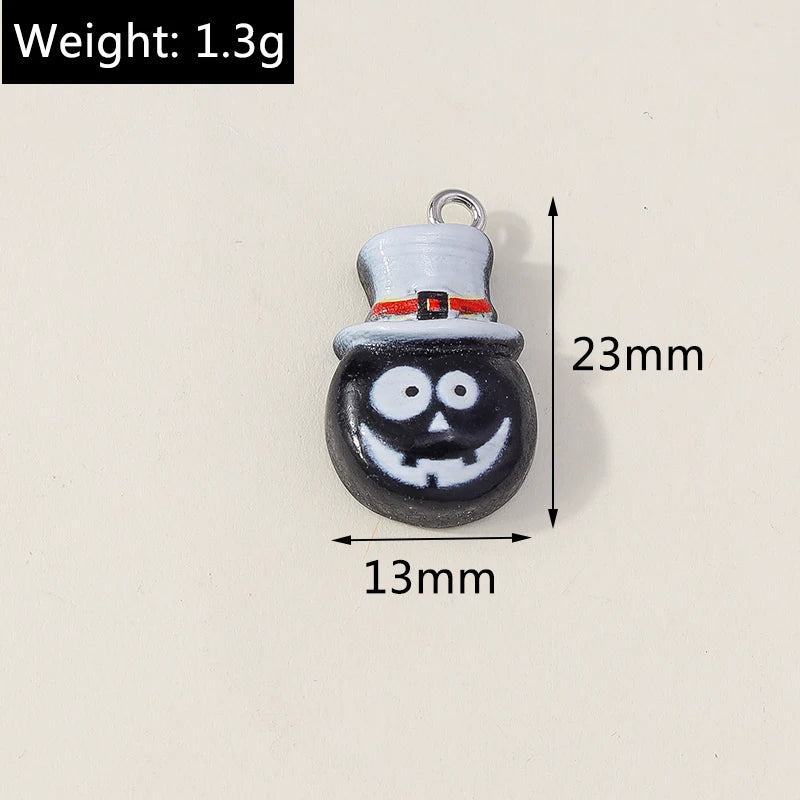 Leslie 10Pcs New Resin Halloween Charms Kawaii Cat Spider Castle Ghost Pumpkin Charms Pendants Decor DIY Earring Jewelry Making