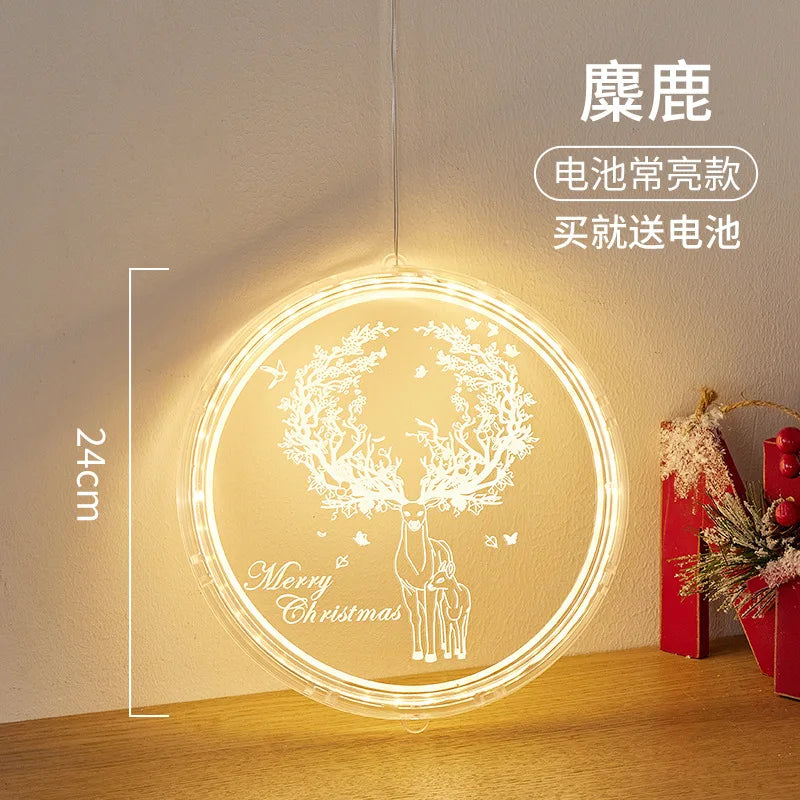 Christmas Transparent Luminous Night Lights, Festive Scene Atmosphere Decoration and Hanging Ornament Store