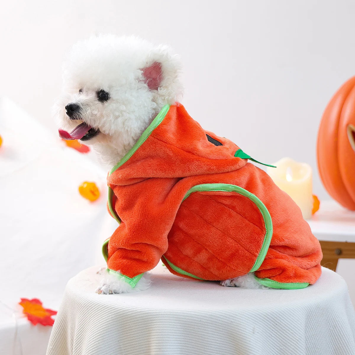 Pet Cute Pumpkin Head Halloween Dress Up Cat Dog Bath Thickened Soft Absorbent Bath Towel