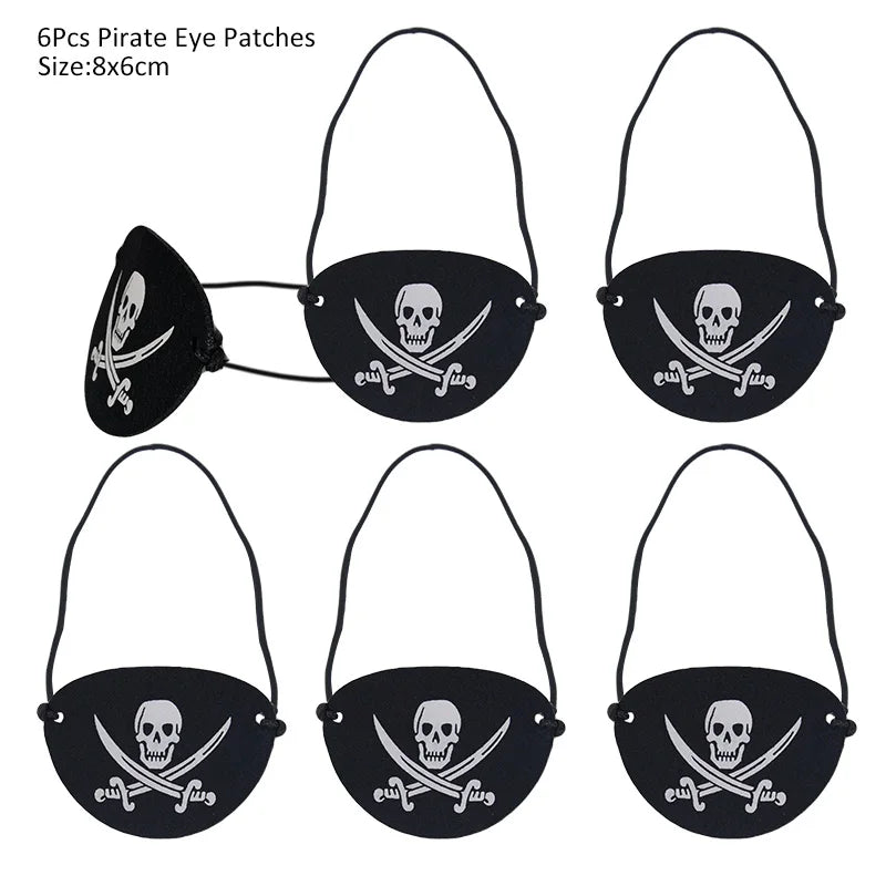 Halloween Pirate Cosplay Party Set Pirate Eye Patches Pirate Flag Skull Print Pirate Captain Costume Cap for Halloween Kids Gift