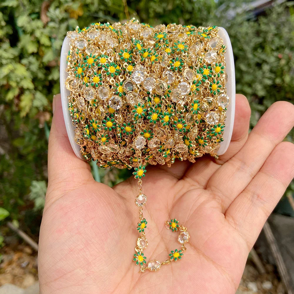 Colorful Evil Eye Beads Chains Stainless Steel Link Pearl Beaded Chains Turkey Eye Link Chain for Necklace Making Jewelry DIY