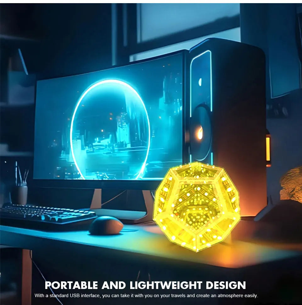 LED RGB Night Lights Dodecahedron Dreamy Geometric Space Lights Atmosphere Night Creative Color Home Decorative Light Gifts