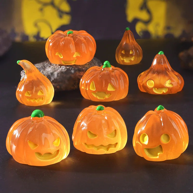 8PCS Halloween Ghost Simulation Small Pumpkin Ornament Home Desktop Living Room Micro Landscape Ornament Resin Diy Crafts 2025