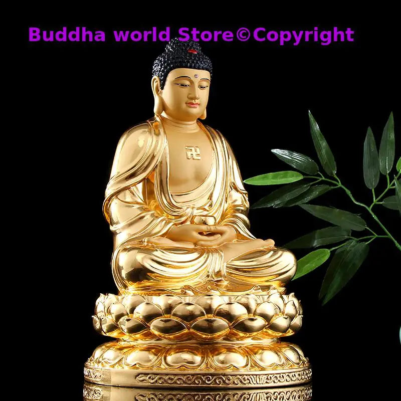 Asia GOOD high grade gilding copper Amitabha Sakyamuni Buddha statue HOME Patron saint bless safe health good LUCK protection