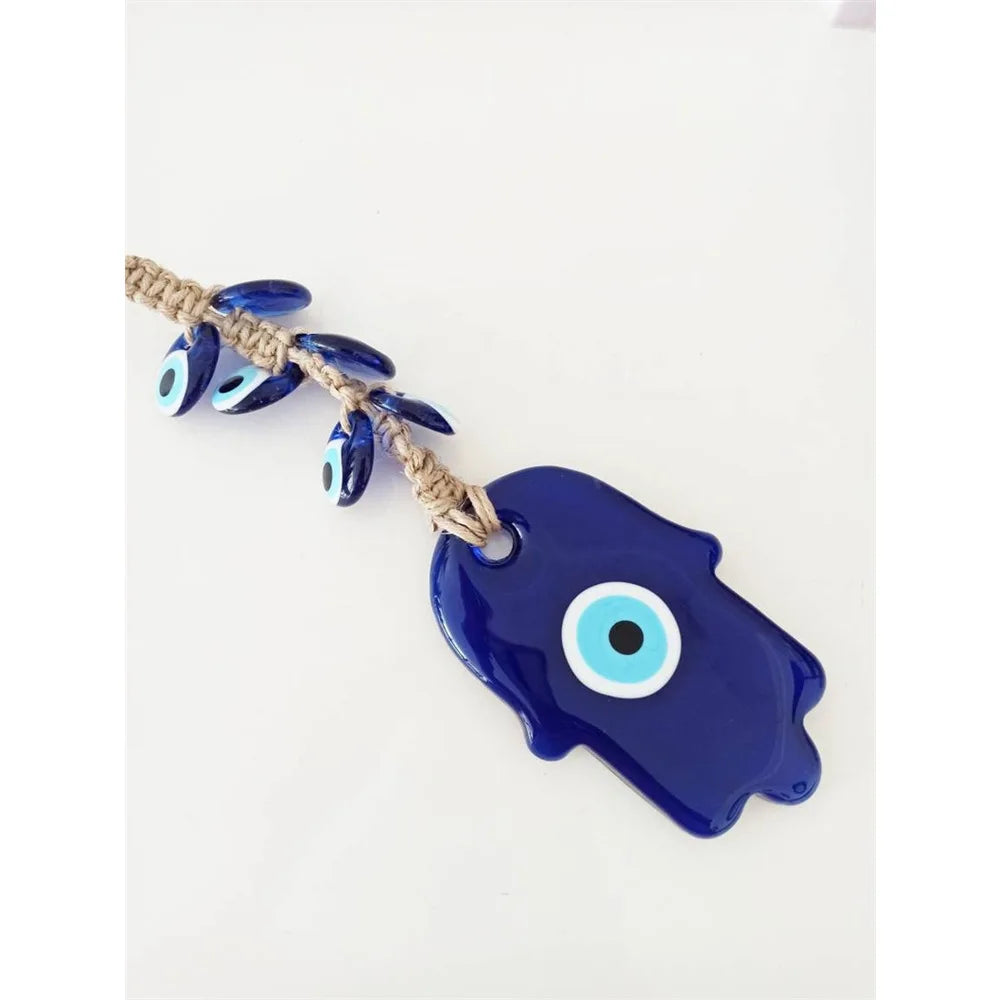 Handwoven Turkish Evil Eye Car Interior Decoration Wall Hanging Decor Unique European Style Fatima Blue Eye Decorative Ornament