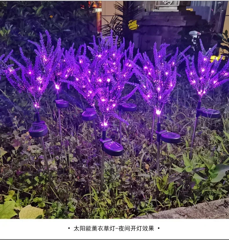 2025 New Purple Lavender Flower Solar Garden Lights Outdoor Decorative Lawn Lamp for Patio Yard Decor