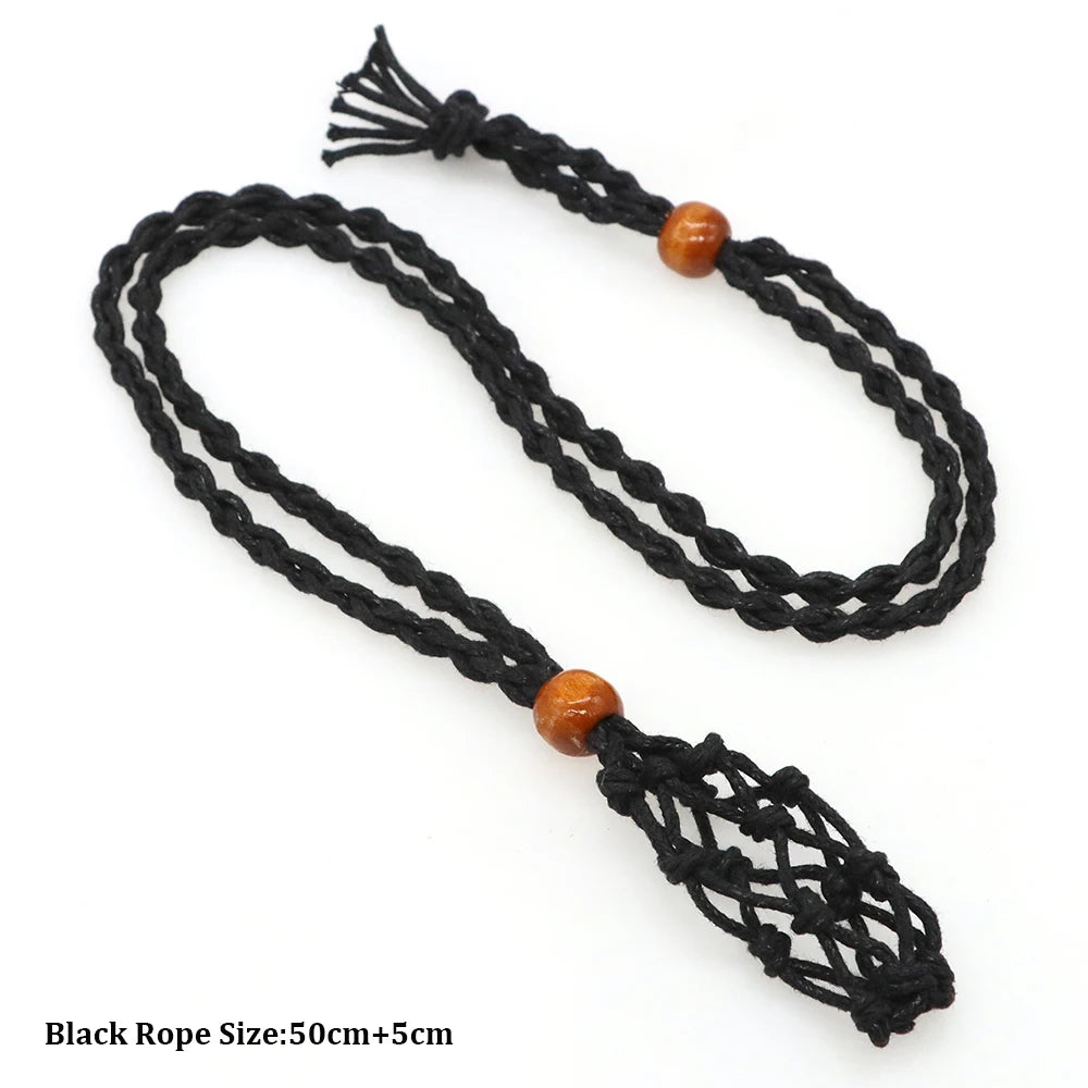 Adjustable Necklace Empty Stone Holder Wax Rope Copper Cage Metal Copper Chain Pendant Net Bag Crystal Gems  Jewelry Accessories