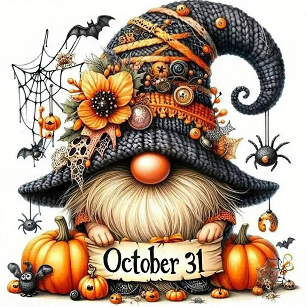 EverShine 5D Diamond Painting Gnome Pumpkin Full Drill Embroidery Dwarf DIY Mosaic Cartoon Portrait Halloween Decorations Gift