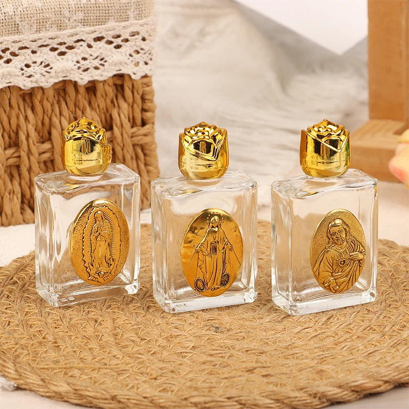 11 Types Of Glass Holy Water Jesus Bottle Religious Cross Bottle Christian Virgin Sculpture Bottle Refillable Holy Water Bottle